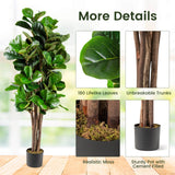 Ficus Lyrata Artificial de 5 Pies con Maceta Decorativa