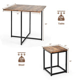 Juego de Comedor de 5 Piezas con Marco de Metal, Mesa de Comedor Compacta y 4 Taburetes