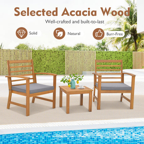 Juego de muebles de exterior de 3 piezas con cojines suaves