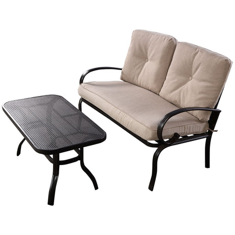 2 unidades de sofá de exterior para patio con cojín y mesa de centro