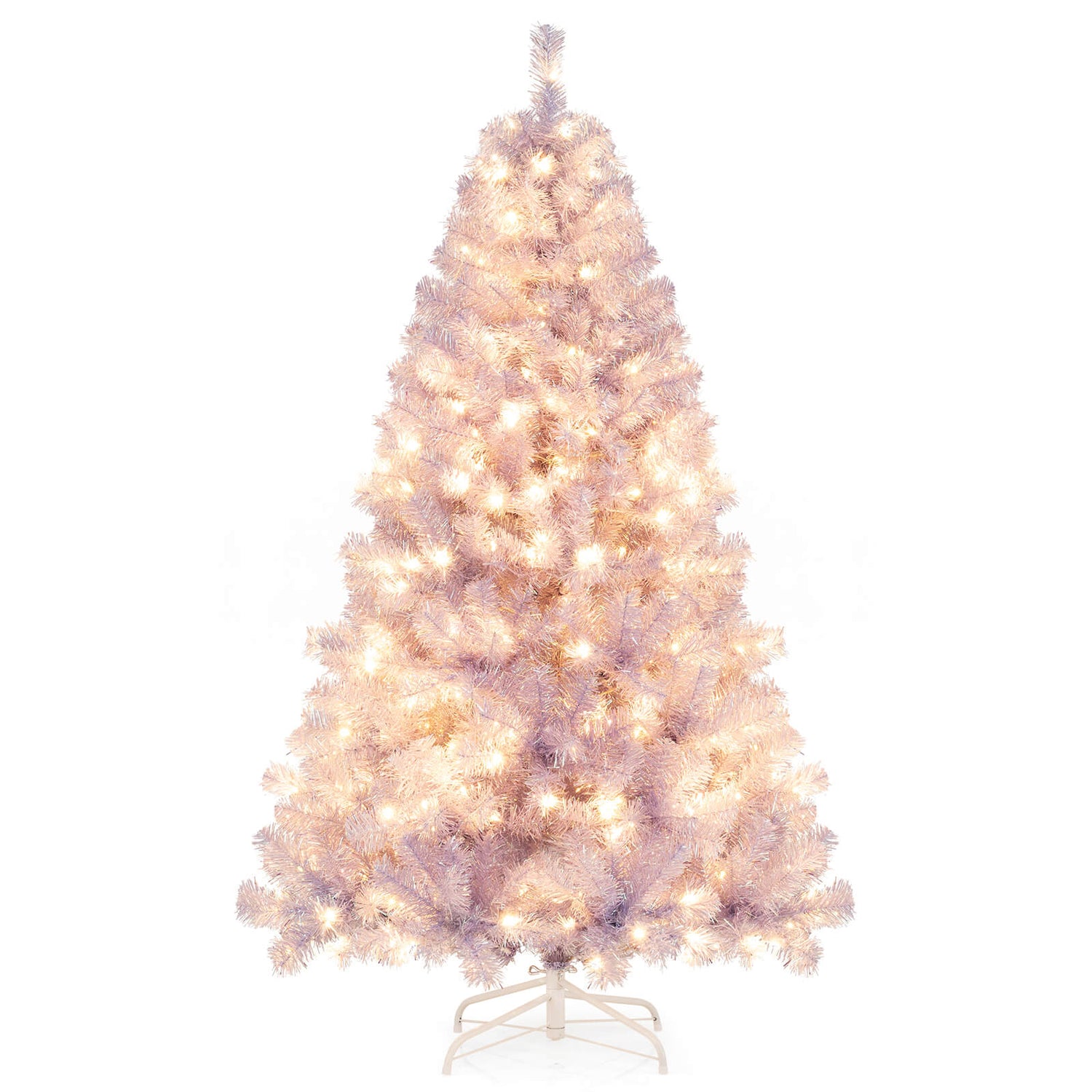 6/7.5 FT Pre-Lit Tinsel Christmas Tree Artificial Xmas Tree