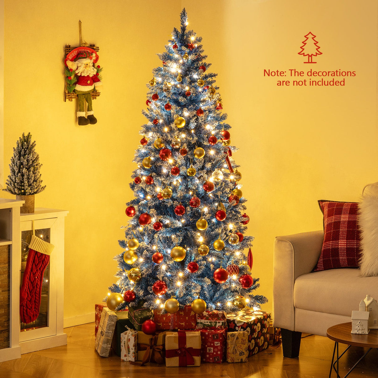 Árbol de Navidad artificial de 6/7/8/9 pies con 767 puntas de ramas nevadas