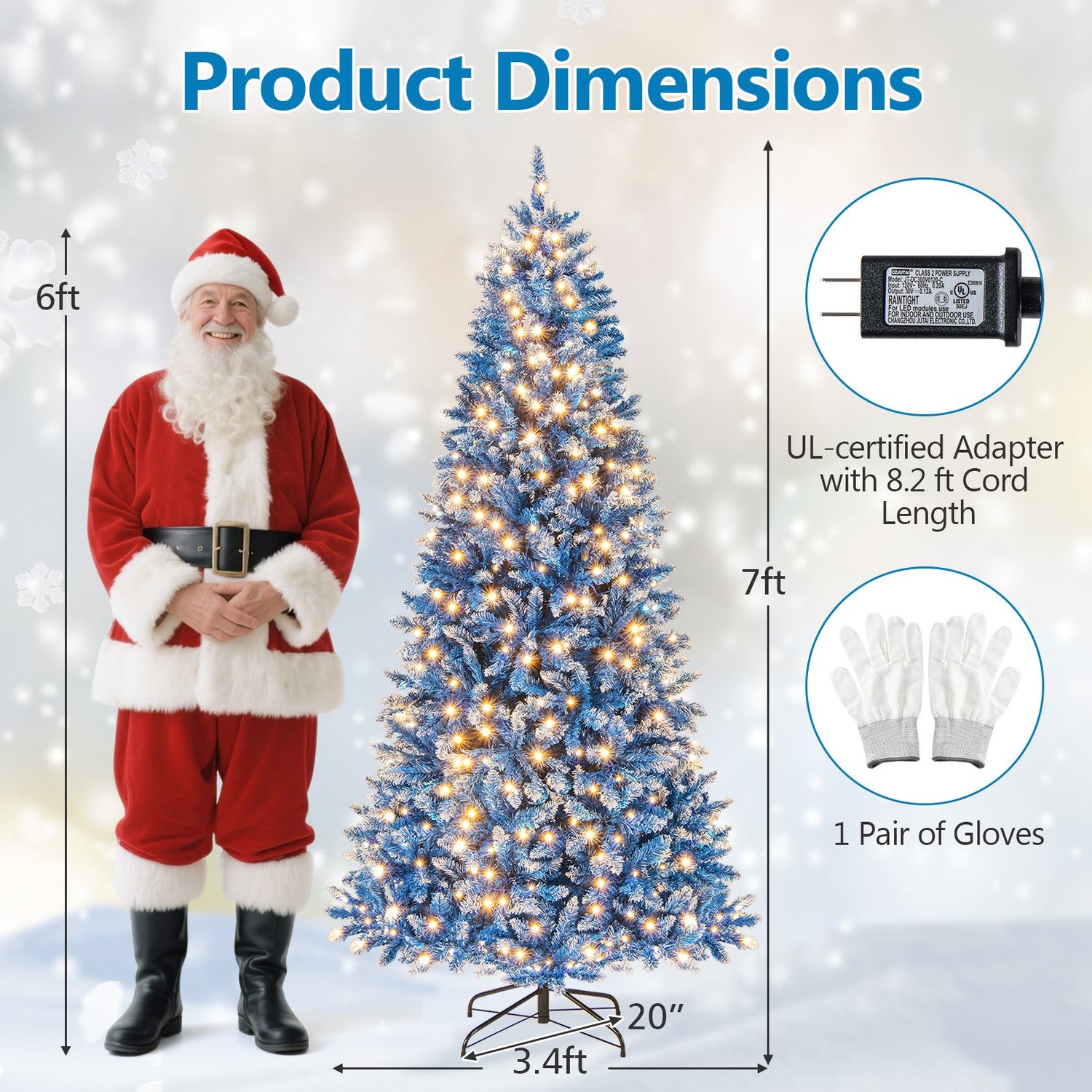 Árbol de Navidad artificial de 6/7/8/9 pies con 767 puntas de ramas nevadas