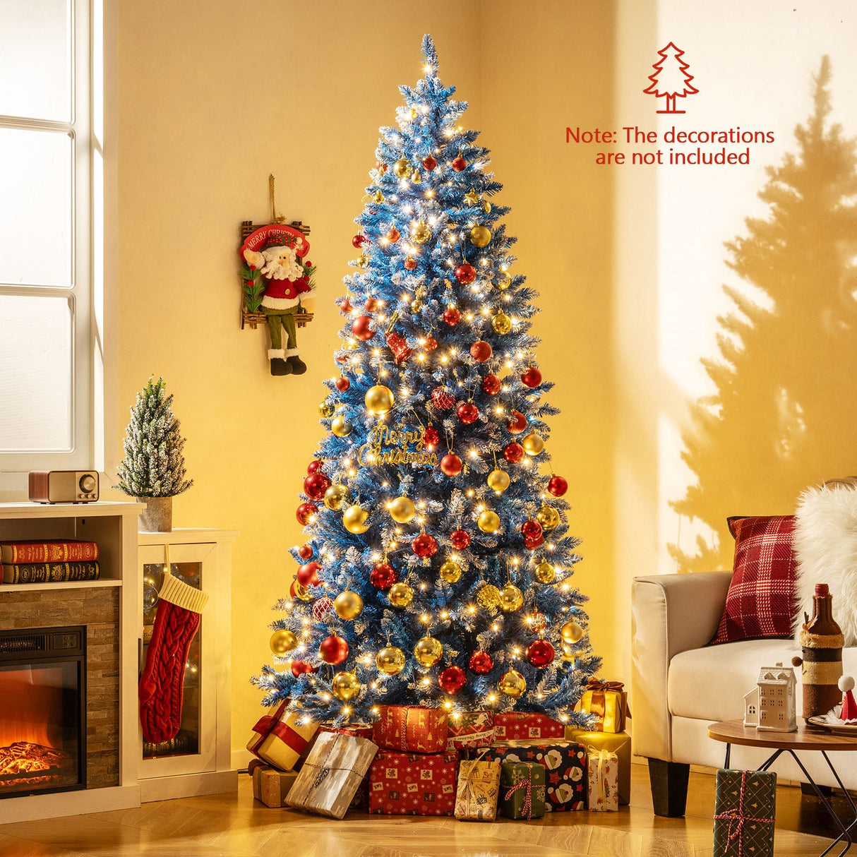 Árbol de Navidad artificial de 6/7/8/9 pies con 767 puntas de ramas nevadas