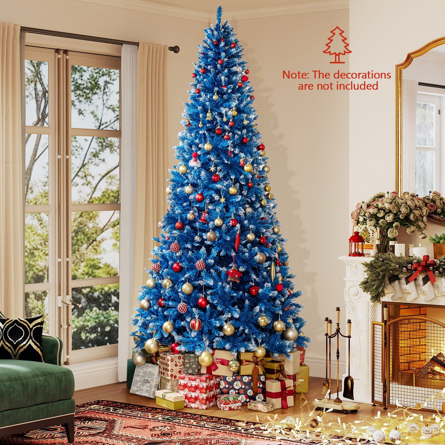 Árbol de Navidad artificial de 6/7/8/9 pies con 767 puntas de ramas nevadas