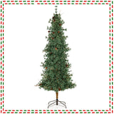 6/7/8 Feet Artificial Christmas Tree Pre-lit Hinged Xmas Tree with Warm White LED Lights and Pine Cones