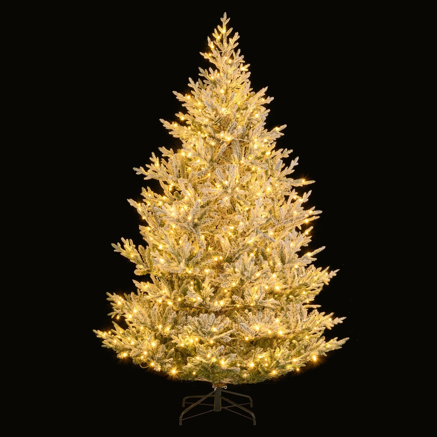 Árbol de Navidad Artificial Preiluminado de 6/7/8 Pies con Bisagras, con Nieve Flocada