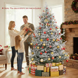 Árbol de Navidad Artificial Preiluminado de 6/7/8 Pies con Bisagras, con Nieve Flocada
