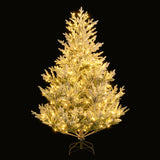 Árbol de Navidad Artificial Preiluminado de 6/7/8 Pies con Bisagras, con Nieve Flocada