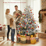 Árbol de Navidad Artificial Preiluminado de 6/7/8 Pies con Bisagras, con Nieve Flocada