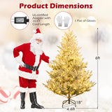 Árbol de Navidad Artificial Preiluminado de 6/7/8 Pies con Bisagras, con Nieve Flocada