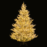 Árbol de Navidad Artificial Preiluminado de 6/7/8 Pies con Bisagras, con Nieve Flocada