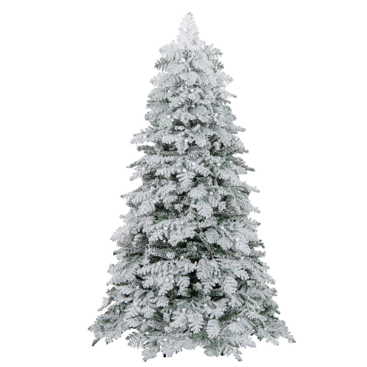 Árbol de Navidad nevado artificial de 1.8/2.1 metros, preiluminado, con bisagras y 130 esferas parpadeantes