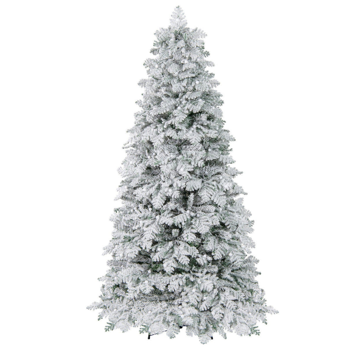 Árbol de Navidad nevado artificial de 1.8/2.1 metros, preiluminado, con bisagras y 130 esferas parpadeantes