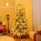 Árbol de Navidad nevado artificial de 1.8/2.1 metros, preiluminado, con bisagras y 130 esferas parpadeantes