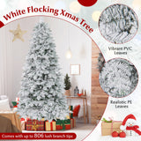 Árbol de Navidad nevado artificial de 1.8/2.1 metros, preiluminado, con bisagras y 130 esferas parpadeantes