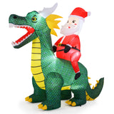 Papá Noel inflable de Navidad de 6.7 pies montado en un dinosaurio con luces LED integradas