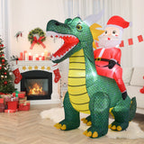 Papá Noel inflable de Navidad de 6.7 pies montado en un dinosaurio con luces LED integradas