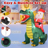 Papá Noel inflable de Navidad de 6.7 pies montado en un dinosaurio con luces LED integradas