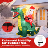 Papá Noel inflable de Navidad de 6.7 pies montado en un dinosaurio con luces LED integradas