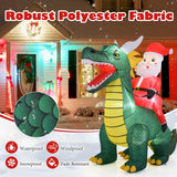 Papá Noel inflable de Navidad de 6.7 pies montado en un dinosaurio con luces LED integradas