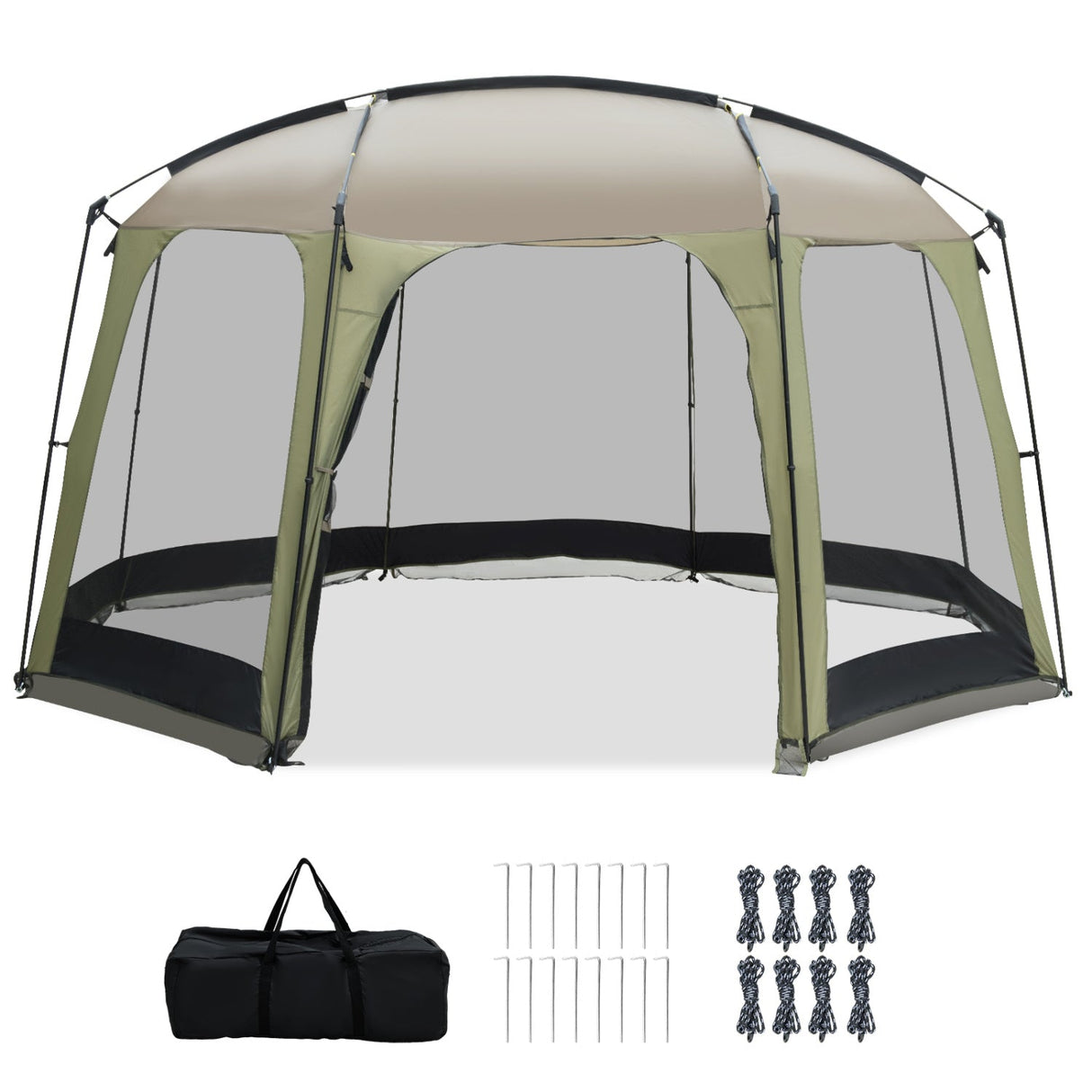 Carpa con dosel de malla para 6-8 personas con puerta con cremallera