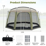 Carpa con dosel de malla para 6-8 personas con puerta con cremallera