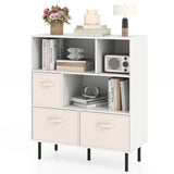 6-Cube Bookshelf with 3 Removable Folding Fabric Drawers for Living Room