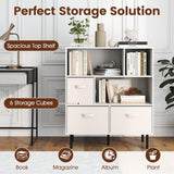 6-Cube Bookshelf with 3 Removable Folding Fabric Drawers for Living Room