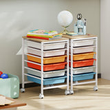 6-Drawer Rolling Storage Cart with Wooden Tabletop