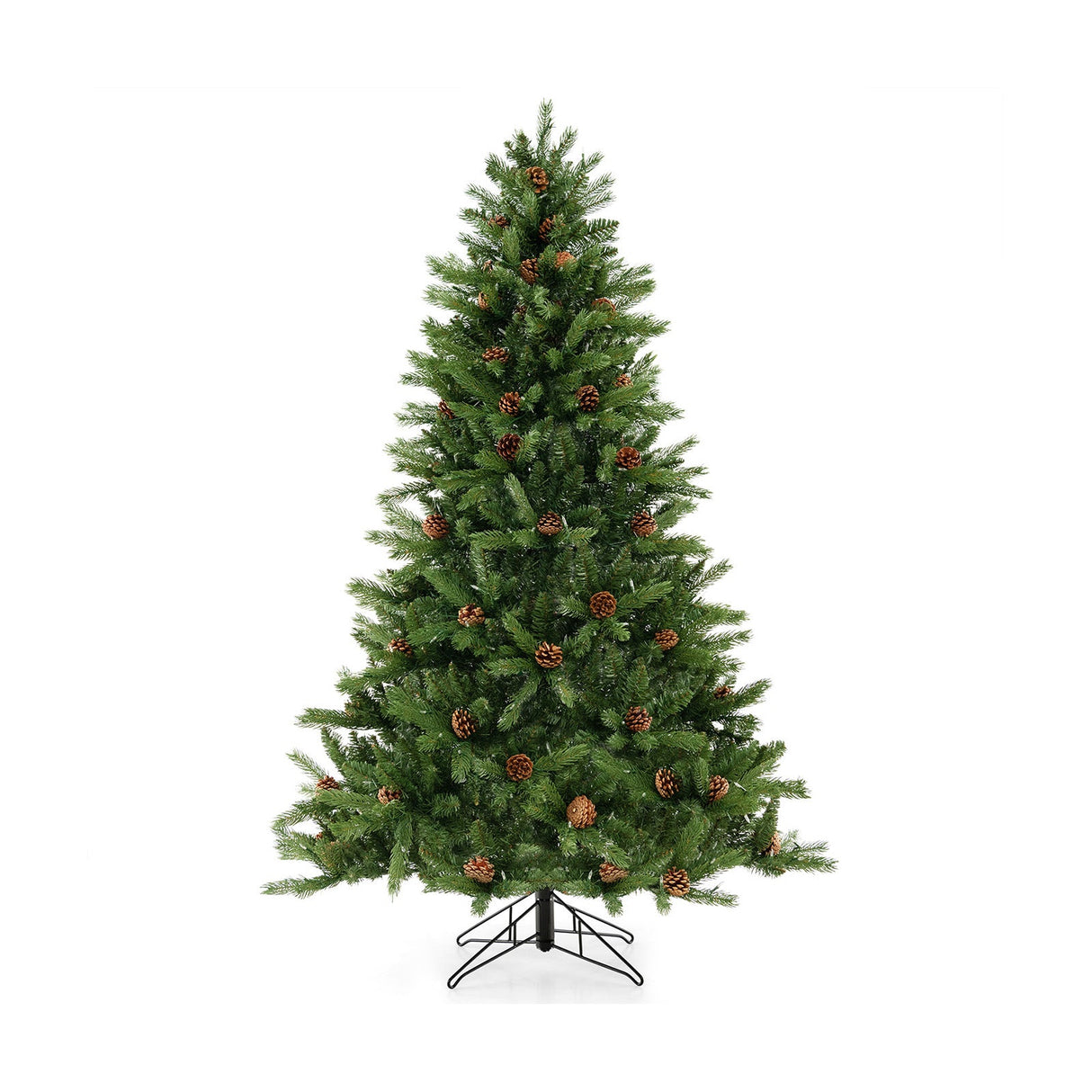 Árbol de Navidad Artificial de 1.83 m con Piñas y Brillo Ajustable