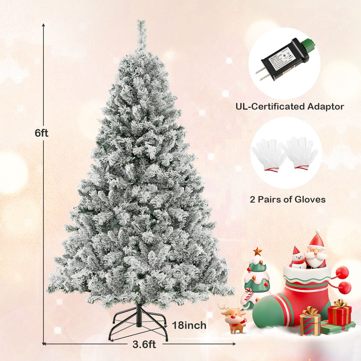 Árbol de Navidad Artificial de 6/7/8 Pies, Forma Rápida en 3 Minutos
