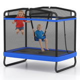 Trampolín Infantil de 6 pies con Columpio y Barra Horizontal, Pequeño Trampolín Rectangular