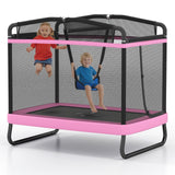 Trampolín Infantil de 6 pies con Columpio y Barra Horizontal, Pequeño Trampolín Rectangular
