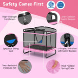 Trampolín Infantil de 6 pies con Columpio y Barra Horizontal, Pequeño Trampolín Rectangular