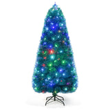 5/6/7 FT Pre-Lit Fiber Optic Christmas Tree with 148/185/226 Multi-Color LED Lights and Top Star Light