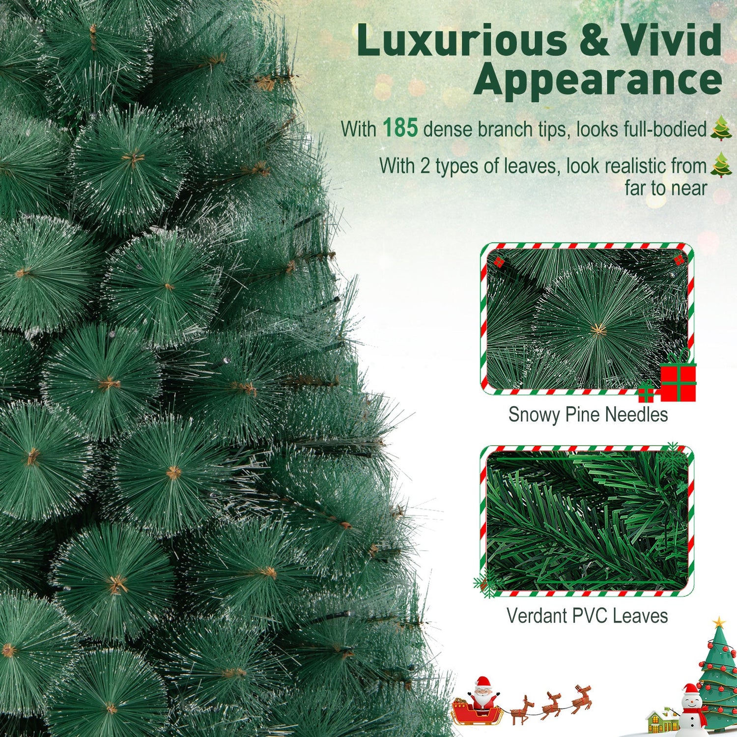 5/6/7 FT Pre-Lit Fiber Optic Christmas Tree with 148/185/226 Multi-Color LED Lights and Top Star Light