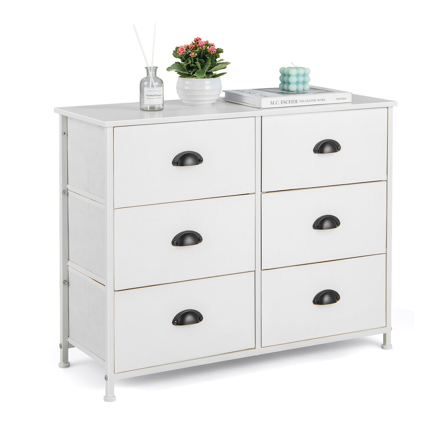 6 Fabric Drawers Storage Chest with Wooden Top