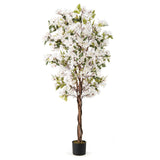 6 Feet Artificial Bougainvillea Tree with 910 White Flowers