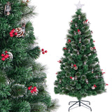 5/6/7 Feet Artificial Christmas Tree with Red Berries and Kerosene Lamps