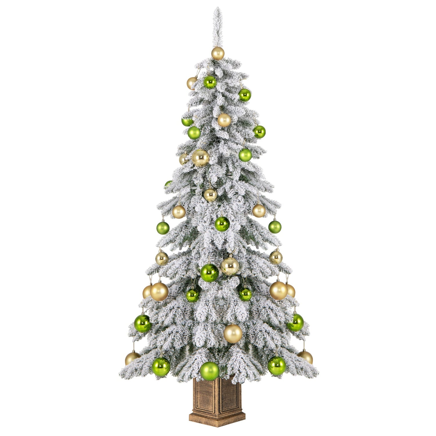 Árbol de Navidad Artificial de 1,8 m con 589 Ramas con Aspecto Nevado y 48 Bolas de Navidad