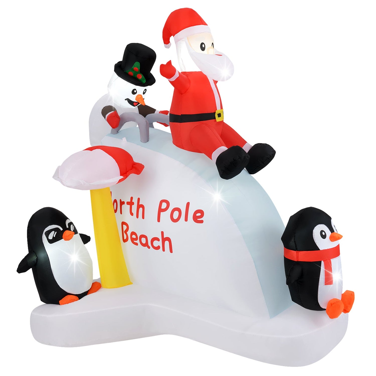 Inflable Navideño de 1,80 m con Pingüinos y Decoración de Papá Noel