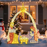 Decoración de jardín de 6 pies de un nacimiento iluminado con 240 luces LED de color blanco cálido
