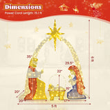 Decoración de jardín de 6 pies de un nacimiento iluminado con 240 luces LED de color blanco cálido