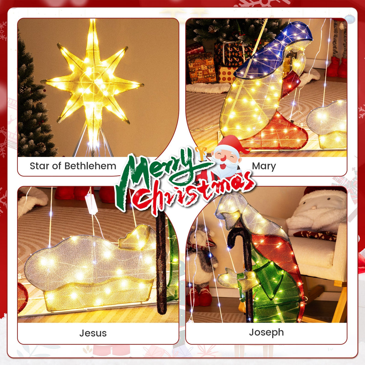 Pesebre Iluminado de 6 Pies con 240 Luces LED