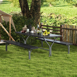 Juego de mesa de picnic con bancos de 6 pies con tablero de HDPE para 8 personas - Gris