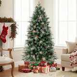 Árbol de Navidad Artificial Preiluminado de 5 pies con Luces LED de 8 Modos con Bayas