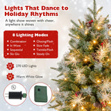 Árbol de Navidad Artificial Preiluminado de 5 pies con Luces LED de 8 Modos con Bayas