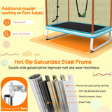 Trampolín rectangular de 6 pies con barra horizontal de columpio y red de seguridad
