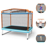 Trampolín rectangular de 6 pies con barra horizontal de columpio y red de seguridad